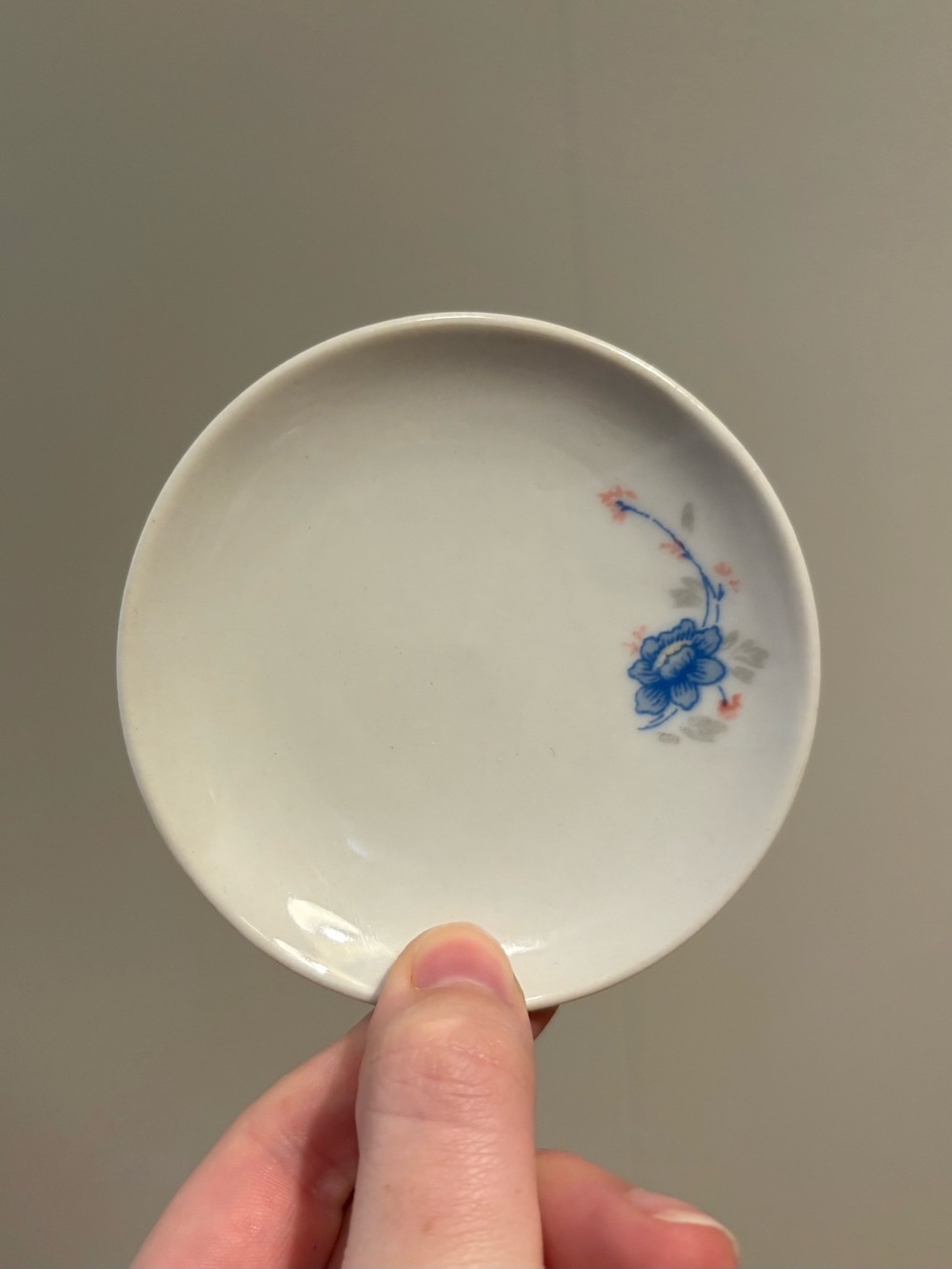 Butter Pat White with Blue Floral Accent